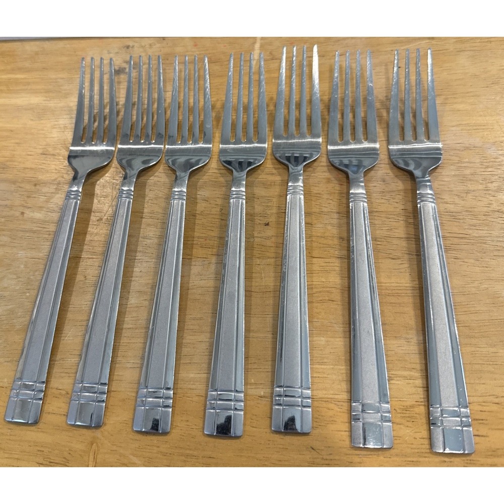 Cambridge Axis Sand Frosted Set Of 7 Dinner Forks Fork Stainless Silverware